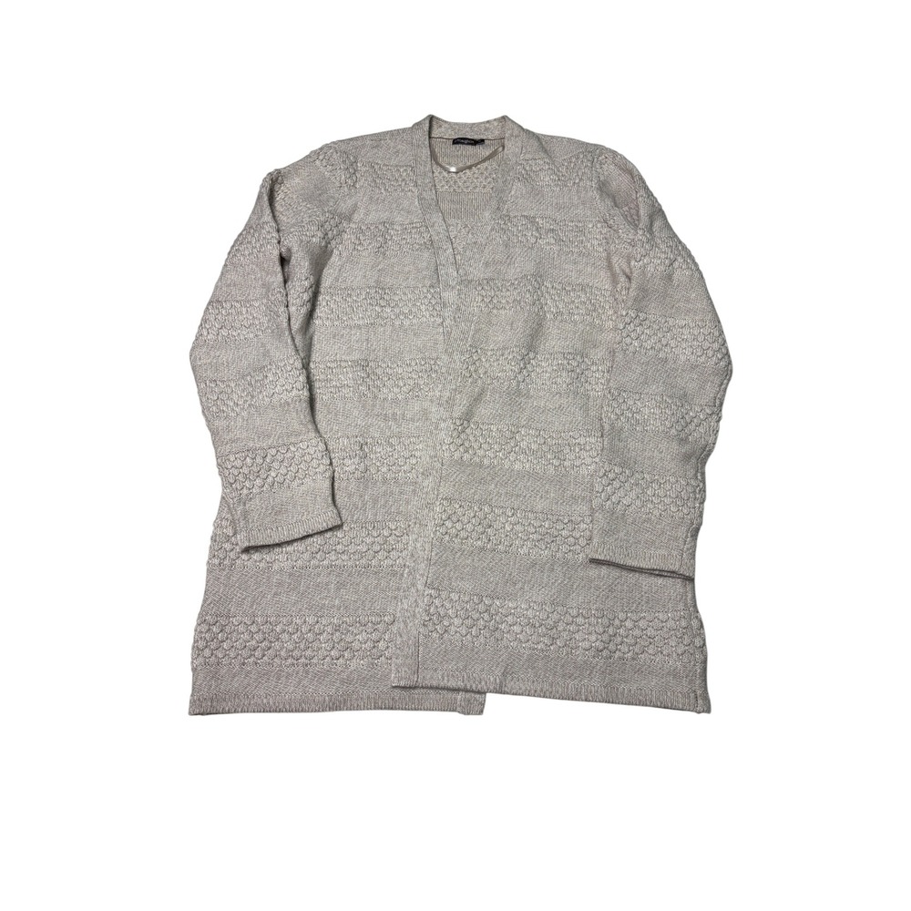 J.McLaughlin 100% Merino Wool Open Front Textured Cardigan Sweater Beige Women M